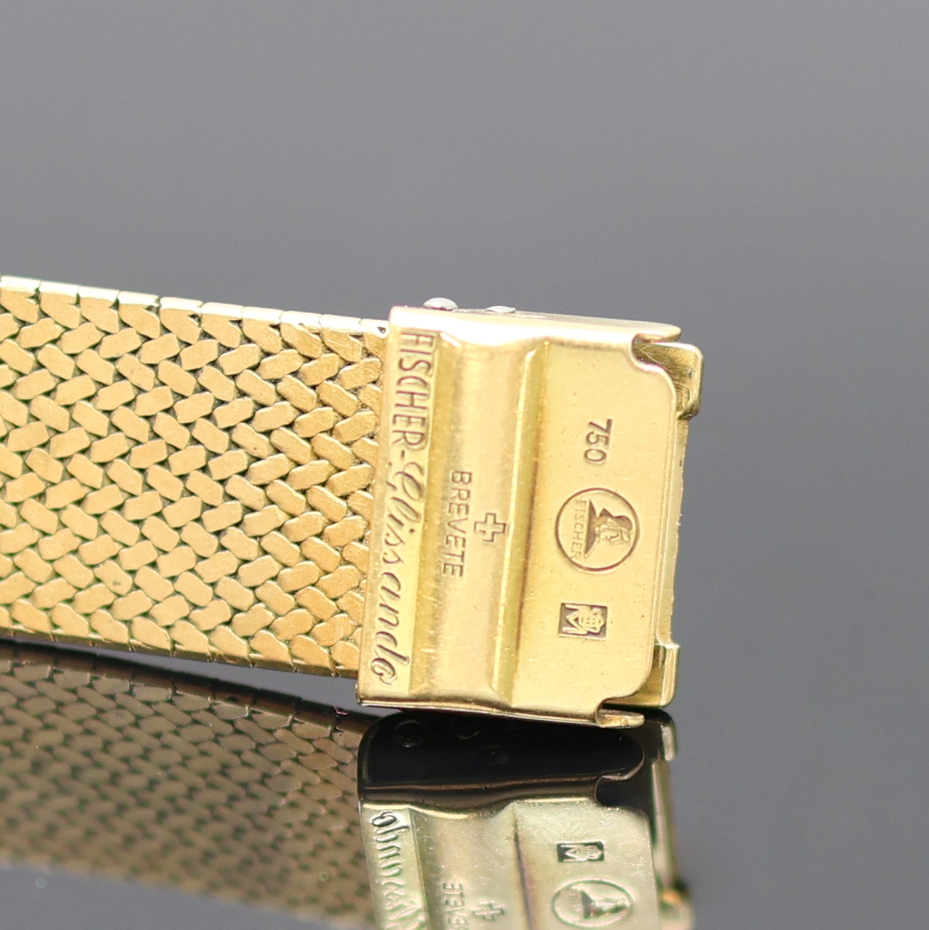 Detail d: ETERNA-MATIC 1000 Herrenarmbanduhr in GG 585/000 Referenz 645VT am GG 750/000 Band, Schweiz um 1965, Automatik, 2-tlg. Geh., Boden aufgedr., ...