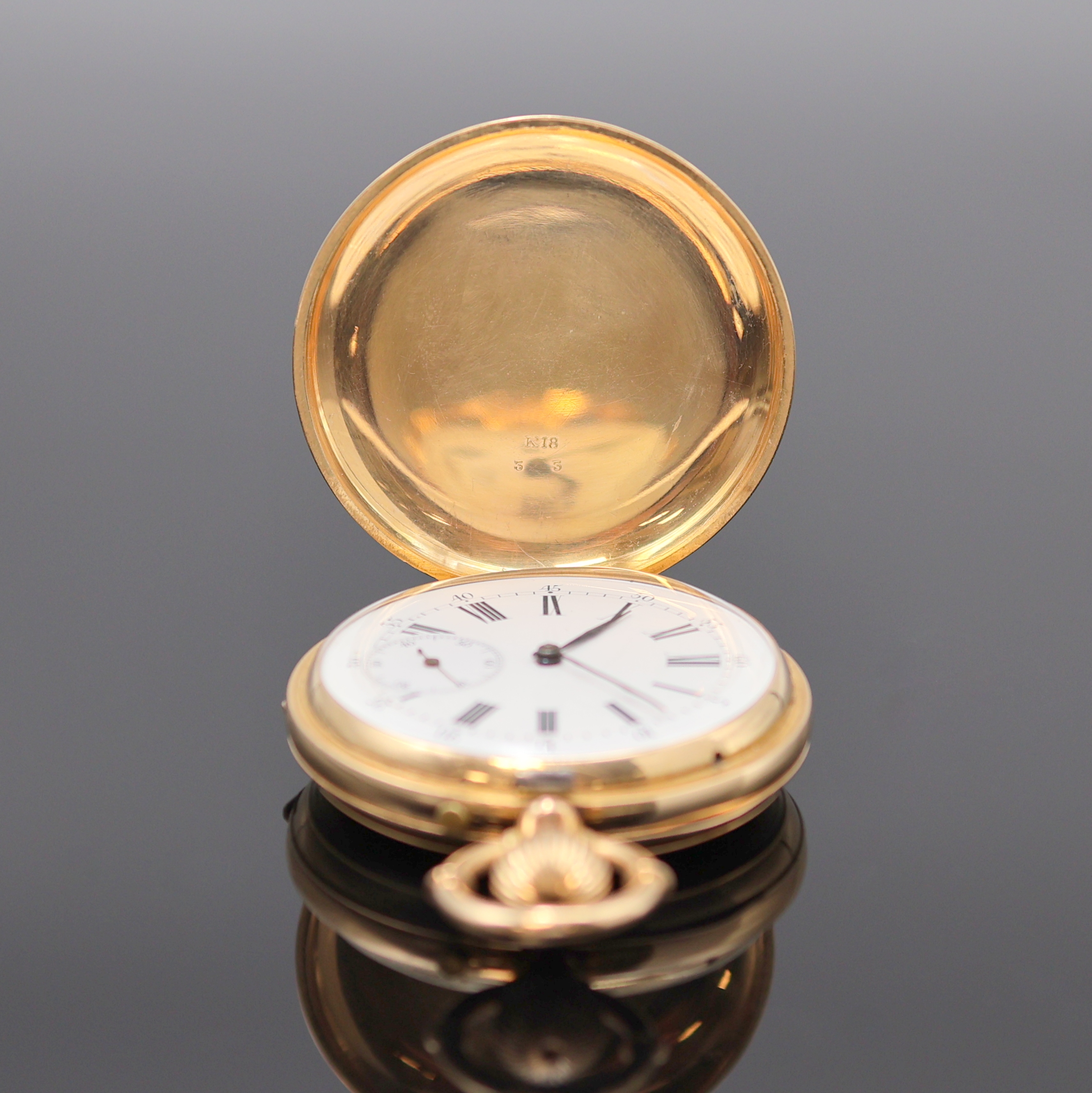 Detail a: PATECK & Co. GENEVE Savonette Herrentaschenuhr in RG 750/000 No. 133, Schweiz um 1890, aufw. grav. und guill. 3-Deckel Goldgeh., Saturnring-Bügel, ...