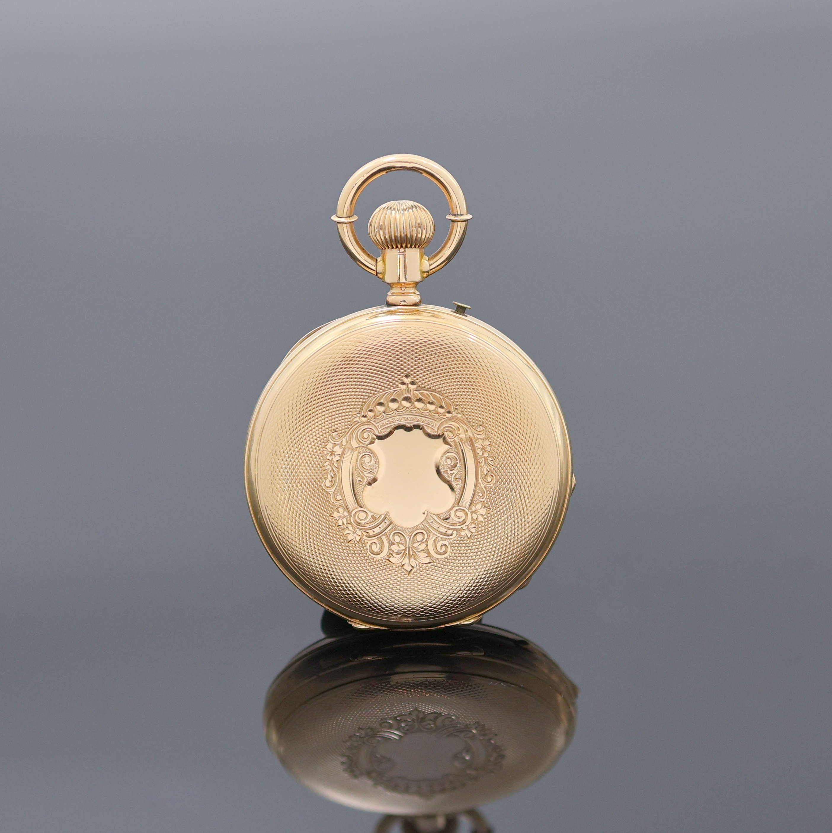 Detail b: PATECK & Co. GENEVE Savonette Herrentaschenuhr in RG 750/000 No. 133, Schweiz um 1890, aufw. grav. und guill. 3-Deckel Goldgeh., Saturnring-Bügel, ...