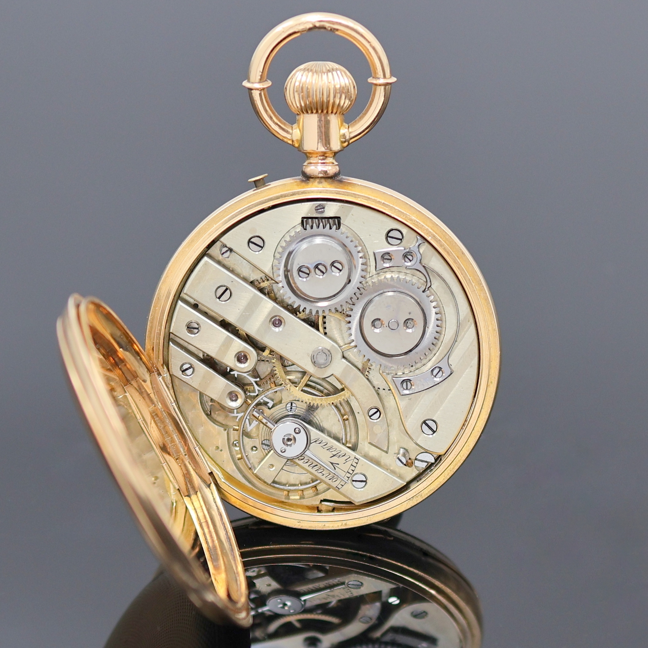 Detail f: PATECK & Co. GENEVE Savonette Herrentaschenuhr in RG 750/000 No. 133, Schweiz um 1890, aufw. grav. und guill. 3-Deckel Goldgeh., Saturnring-Bügel, ...