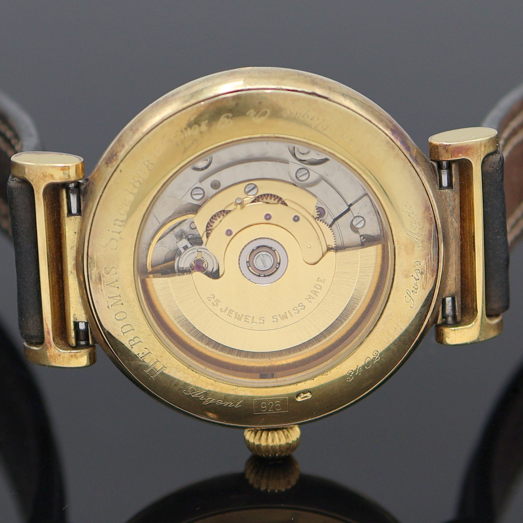 Detail f: HEBDOMAS seltene Herrenarmbanduhr Referenz 3402, Automatik, Schweiz in geringer Stückzahl gefertigt um 1995, massives Sterlingsilbergeh. hartverg., ...