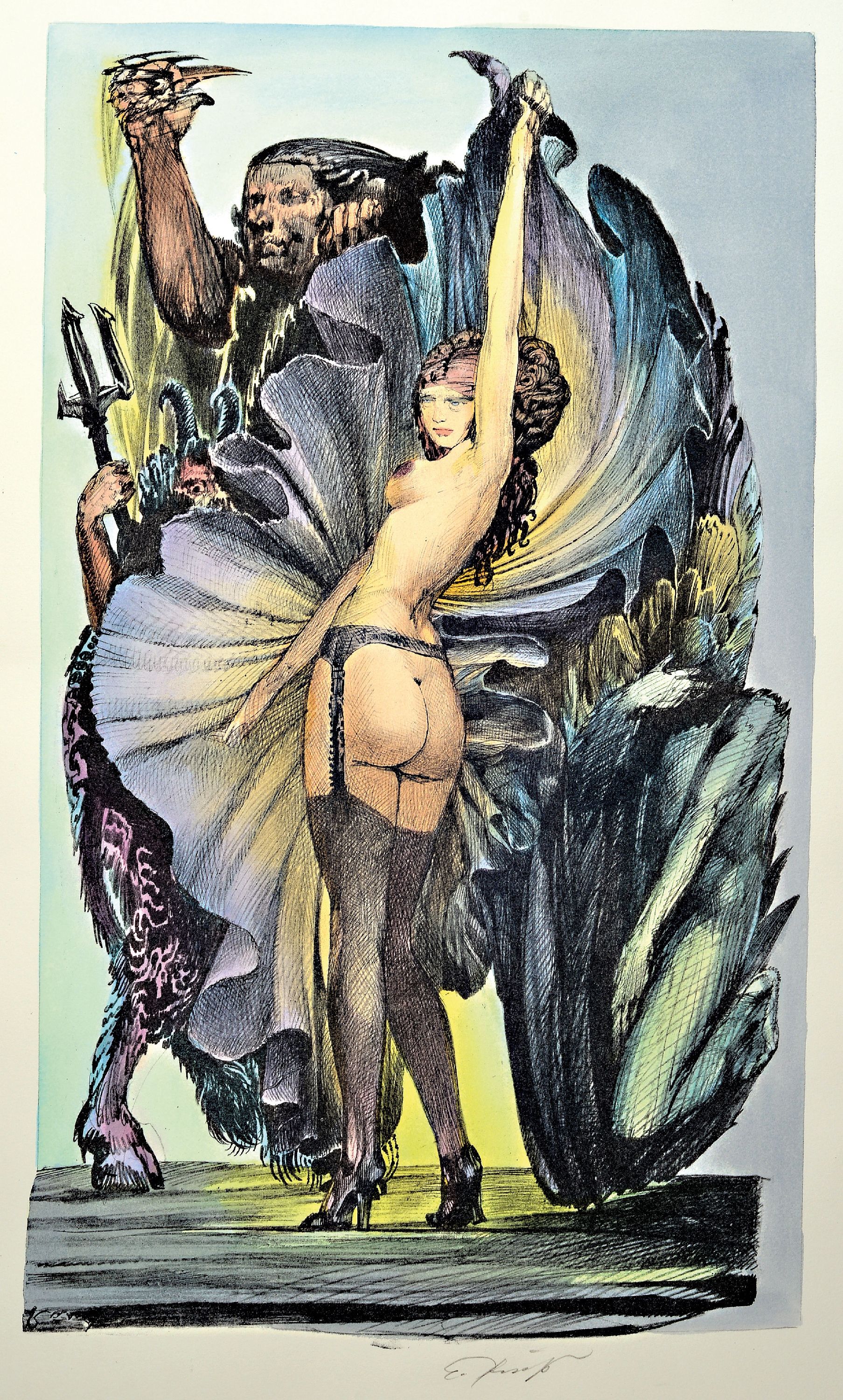 Image 26987522 - Ernst Fuchs, Prof., 1930 - 2013 Wien Fastnacht I, Farblitho, handsigniert, ca. 56 x 50 cm