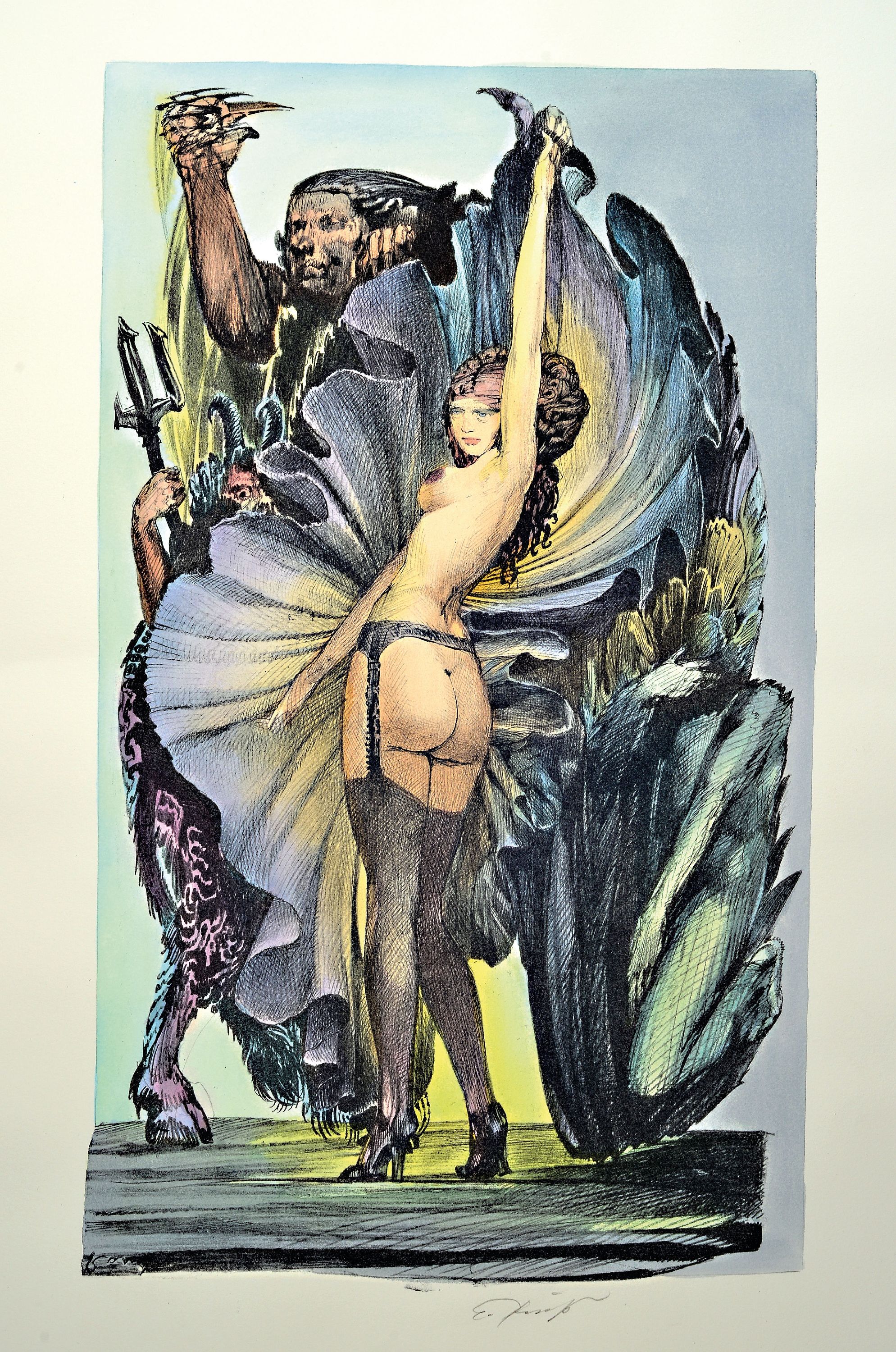 Detail k: Ernst Fuchs, Prof., 1930 - 2013 Wien Fastnacht I, Farblitho, handsigniert, ca. 56 x 50 cm