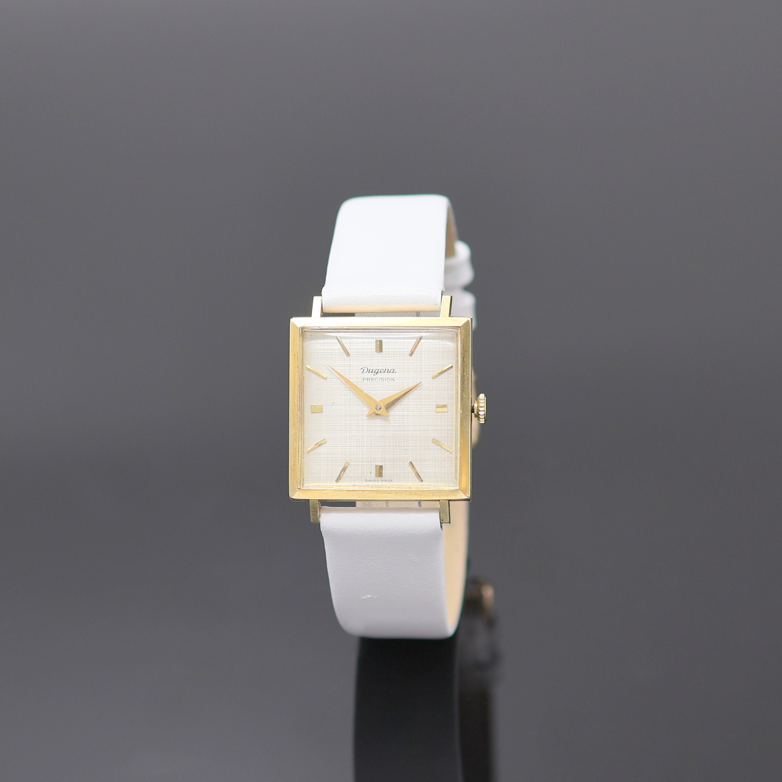 Image 26987573 - DUGENA Precision quadratische Armbanduhr in GG 585/000, Schweiz um 1965, Handaufzug, ...