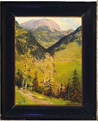 26987531k - Hans Gantner, 1853 Feldkirchen, Steinhof - 1914, Alpenlandschaft mit Blick auf ein Tal, ...