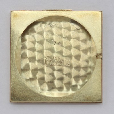 26987573f - DUGENA Precision quadratische Armbanduhr in GG 585/000, Schweiz um 1965, Handaufzug, ...