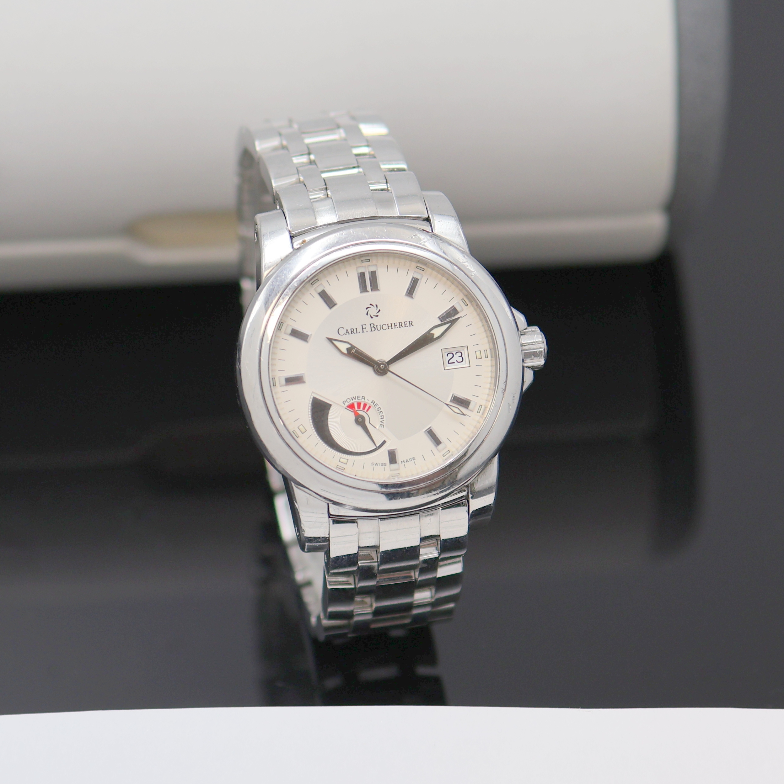 Detail b: CARL F. BUCHERER Armbanduhr Patravi in Stahl Referenz 10616.08, Schweiz um 2006, Automatik, beids. vergl. Edelstahlgeh. inkl. Gliederband m. dopp. ...