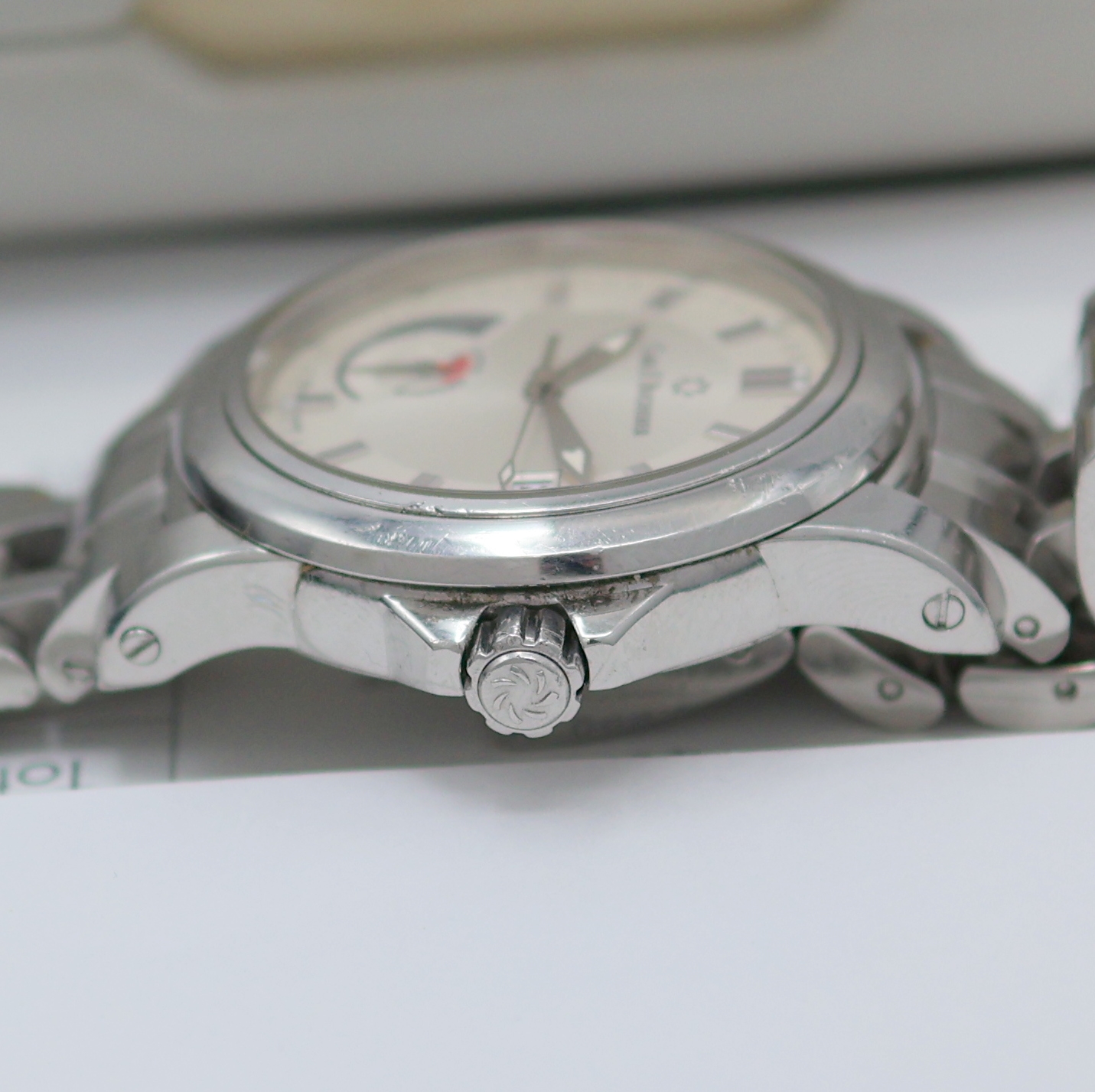 Detail d: CARL F. BUCHERER Armbanduhr Patravi in Stahl Referenz 10616.08, Schweiz um 2006, Automatik, beids. vergl. Edelstahlgeh. inkl. Gliederband m. dopp. ...