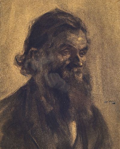 Image Peter Koch, 1874-1956 Gimmeldingen, Kohlezeichnung, Charakterportrait, wohl Bildnis des ...