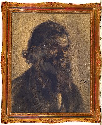 26987622k - Peter Koch, 1874-1956 Gimmeldingen, Kohlezeichnung, Charakterportrait, wohl Bildnis des ...