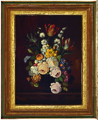 26987659k - Oskar Denner, 1924 Wien-?, Blumenstillleben mit Insekten und Schmetterling, Öl/Holz, ...