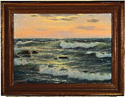 26987660k - Waldemar Schlichting, 1896-1970 Berlin, Meeresbrandung bei Sonnenuntergang, verso ...