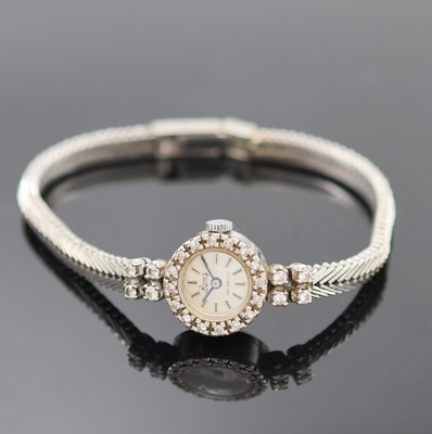 Image RENZ diamantbesetzte Damenarmbanduhr in WG 585/000, Schweiz um 1965, Handaufzug, 2-tlg. ...