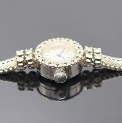 26987661c - RENZ diamantbesetzte Damenarmbanduhr in WG 585/000, Schweiz um 1965, Handaufzug, 2-tlg. ...