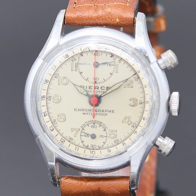 26987672a - PIERCE seltener, verschraubter Schaltradchronograph, Handaufzug, Schweiz um 1950, ...
