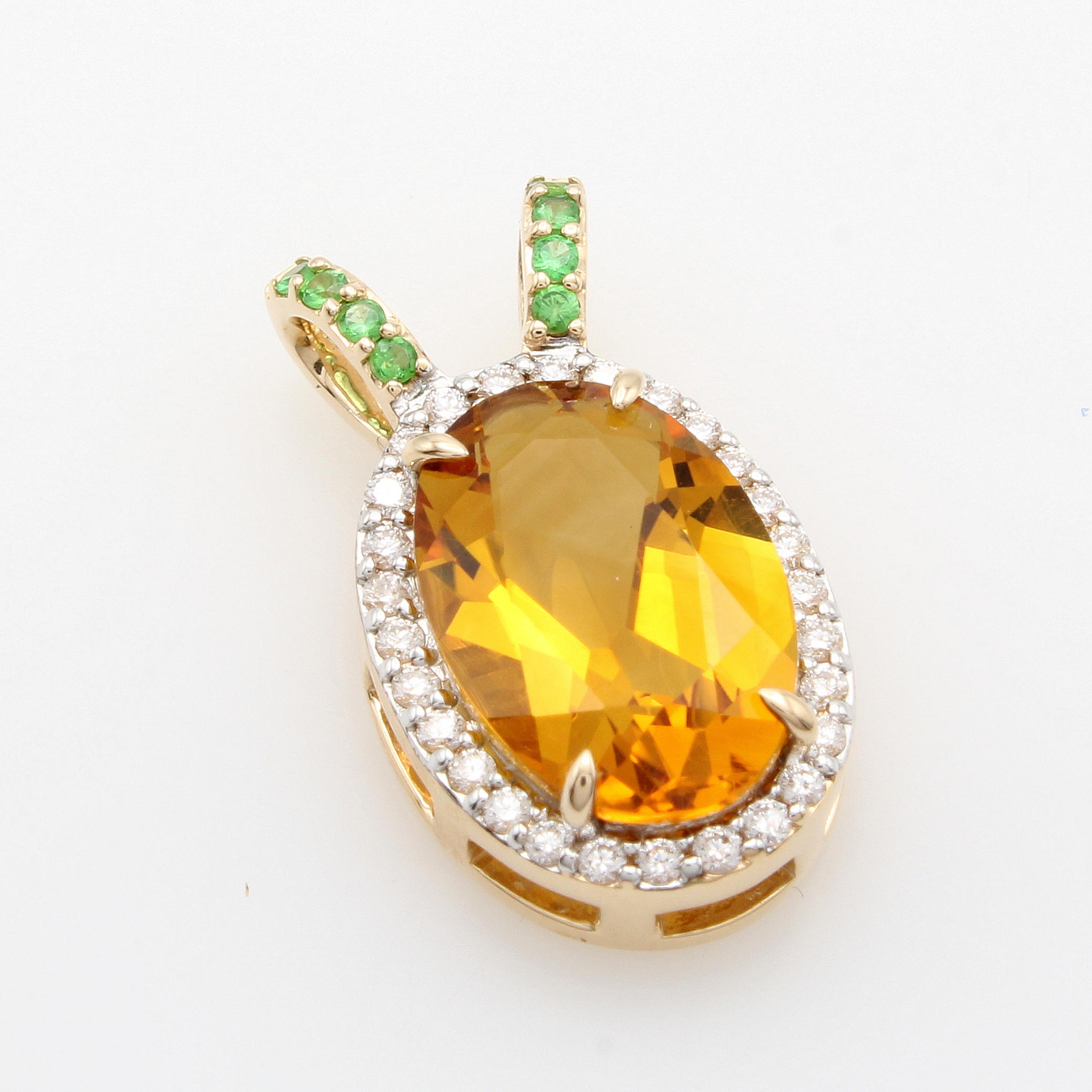 Image 26987701 - Anhänger mit Citrin, Tsavoriten und Brillanten, GG 585/000, Farbsteine zus. ca. 3.3 ct, ...