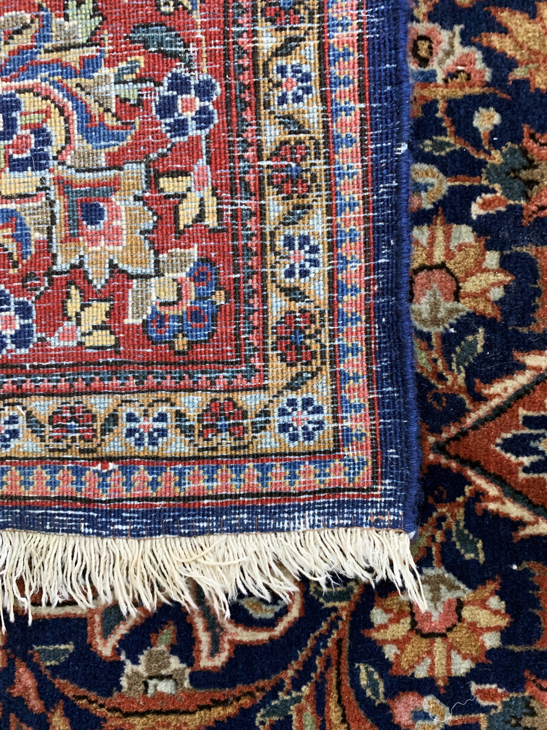 Detail f: Keschan Kork alt, Persien, Anfang 20.Jhd, Korkwolle auf Baumwolle, ca. 210 x 130 cm, Mottenfraß, EHZ: 2