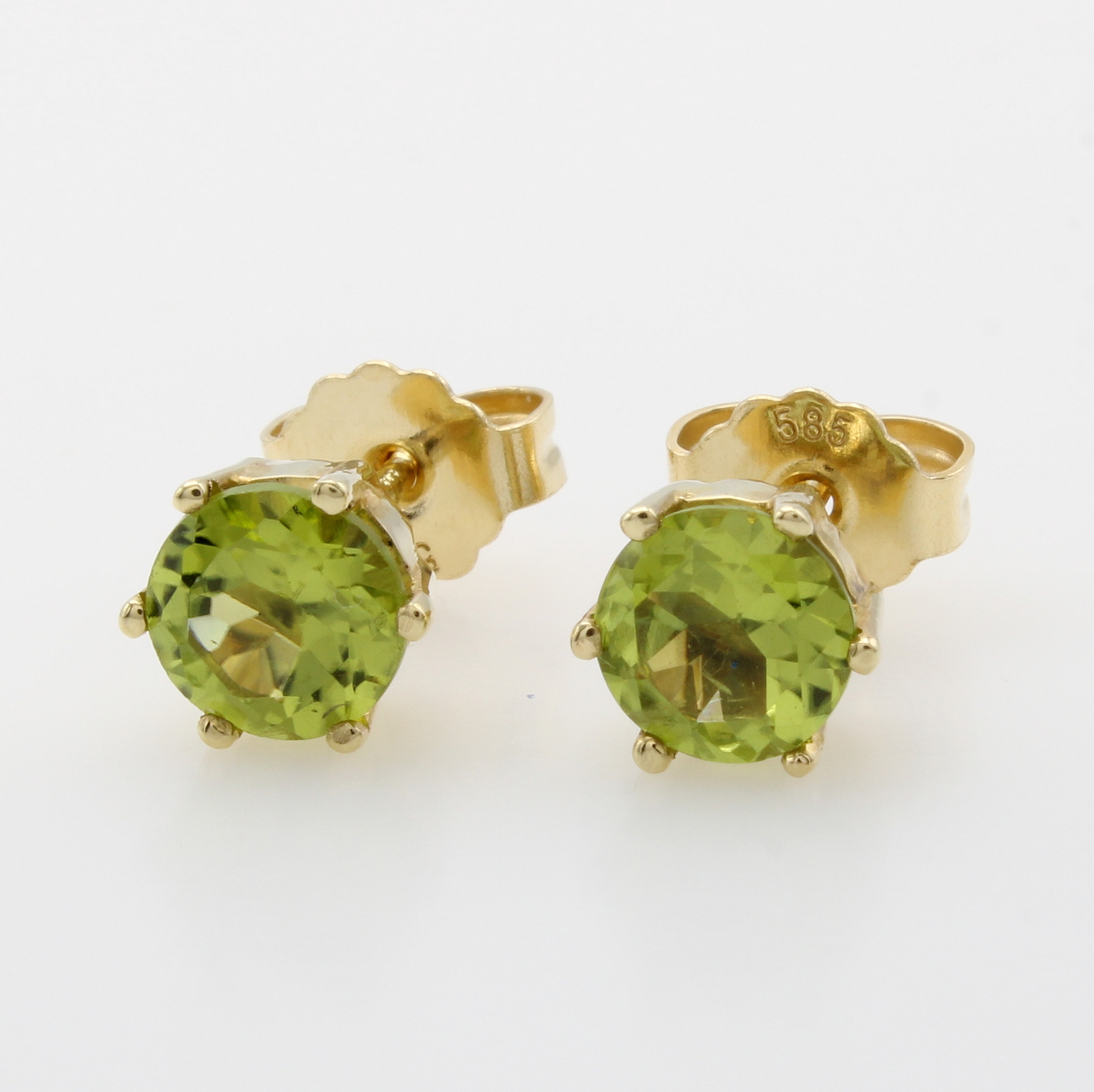 Image 26987710 - Paar Ohrstecker mit Peridots, RoséG 585/000, 2 Peridots in Krappenfassungen zus. ca. ...