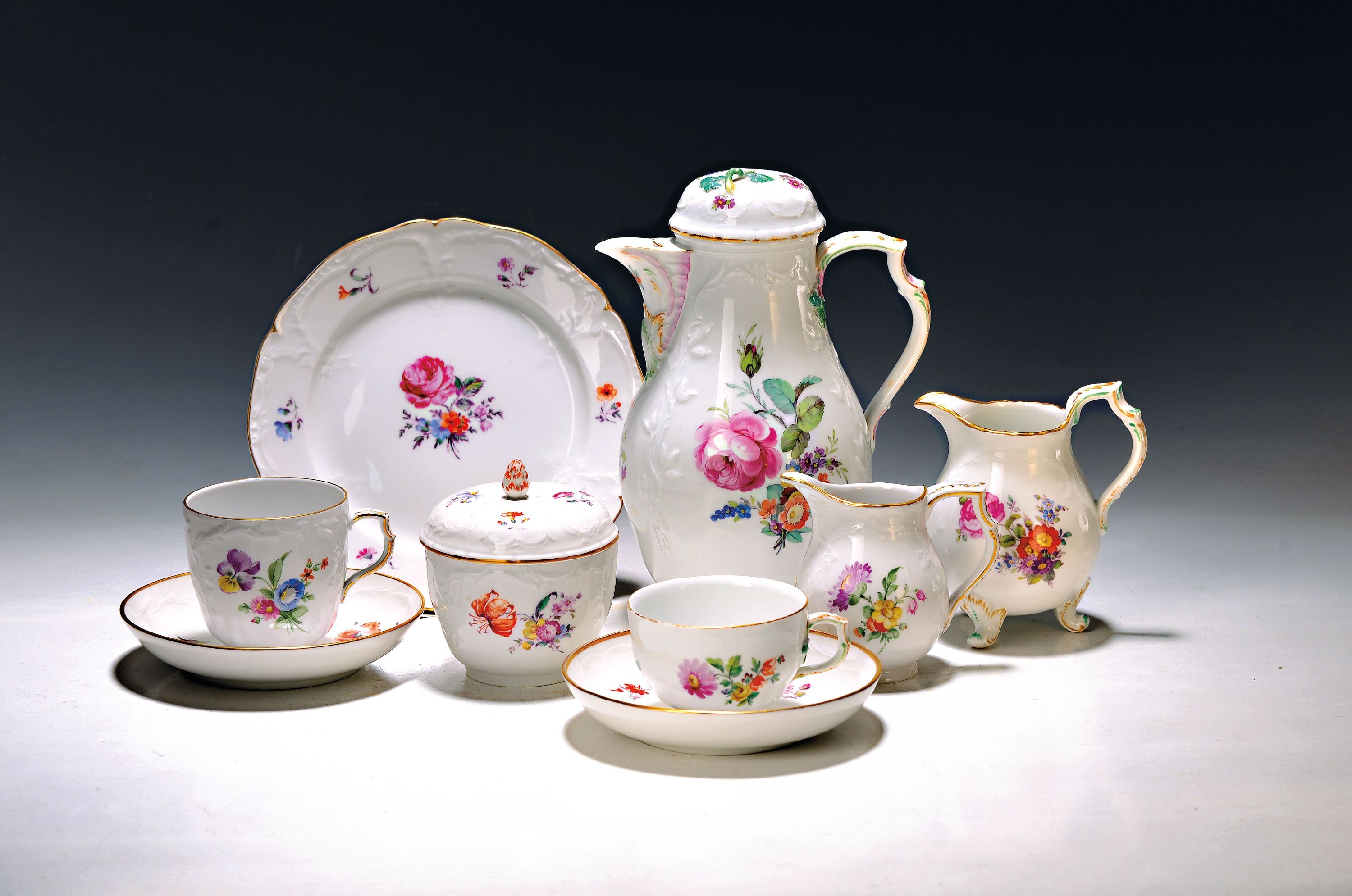 Image 26987730 - Service, KPM Berlin Neuzierat, Anfang 20. Jh., Hausmalerei, Kaffeekanne ( ...