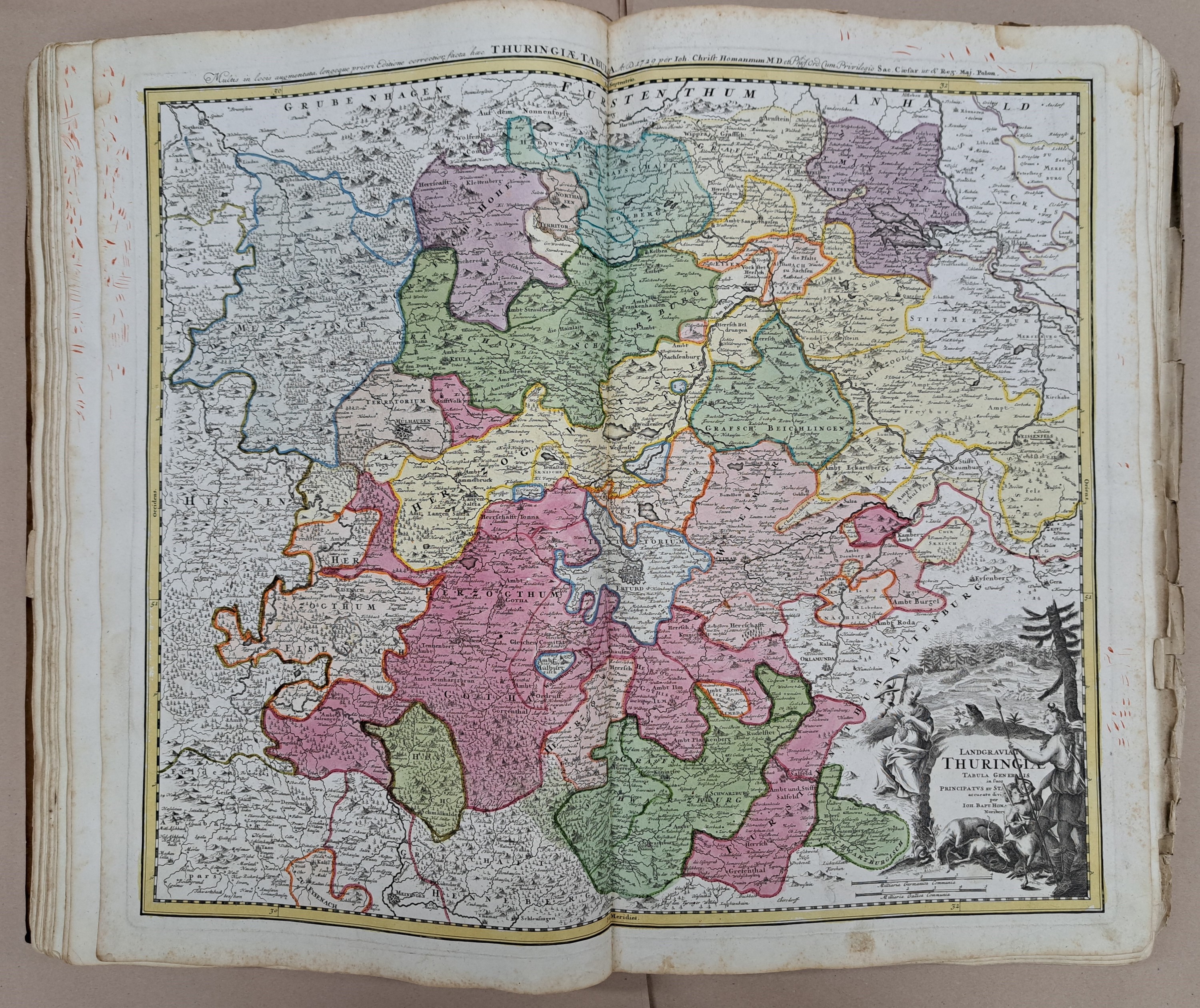 Detail f: Atlas Geographicus: Johann Baptist Homann (1664-1724), Nürnberg, 1720-50, 82 gebundene Karten und 21 ungebunden/eingelegte Karten; alle Welt ...