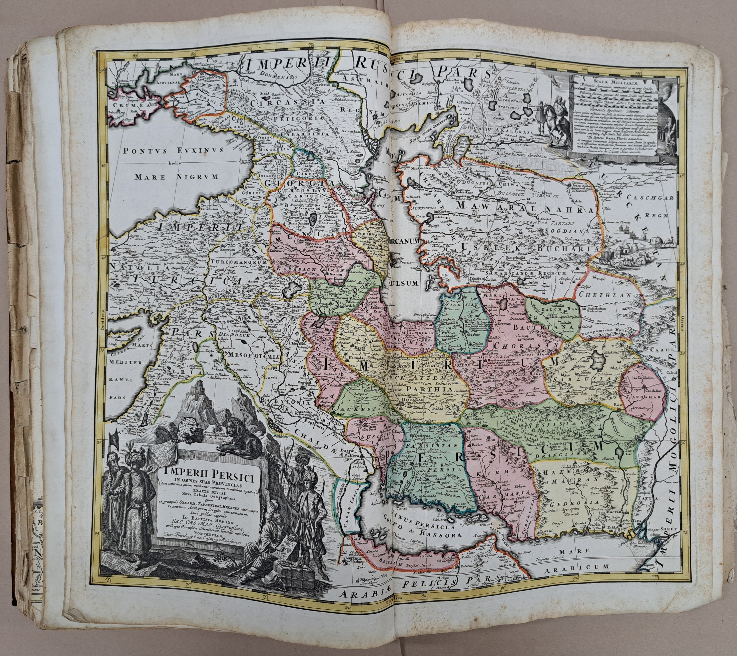 Detail j: Atlas Geographicus: Johann Baptist Homann (1664-1724), Nürnberg, 1720-50, 82 gebundene Karten und 21 ungebunden/eingelegte Karten; alle Welt ...