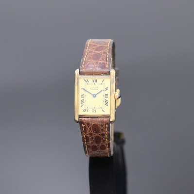 Image CARTIER Damenarmbanduhr Tank Vermeil Referenz 590005, Schweiz um 1990, quarz, 2-teil. ...