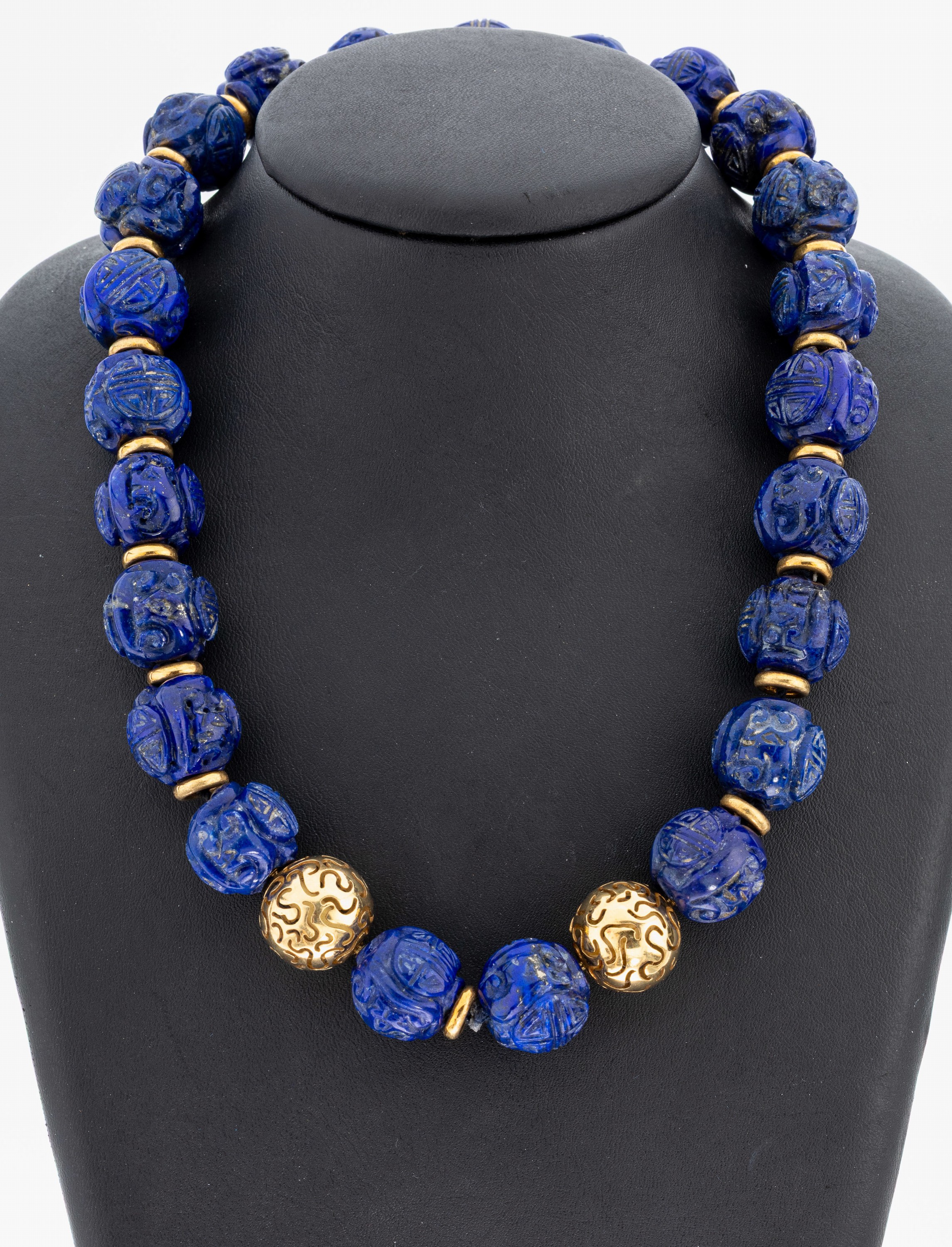 Image 26987897 - Lapislazulikette mit 18 kt Gold GOLDBAUR Schließe und Zwischenelemente, GG 750/000 ...