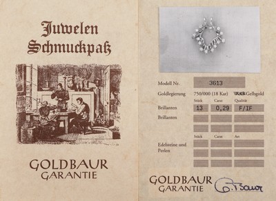 26987894a - 18 kt Gold GOLDBAUR Rhodochrosit-Brillant- Anhänger, GG 750/000, 3-tlg., 1 x mit 3 ...