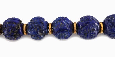 26987897b - Lapislazulikette mit 18 kt Gold GOLDBAUR Schließe und Zwischenelemente, GG 750/000 ...