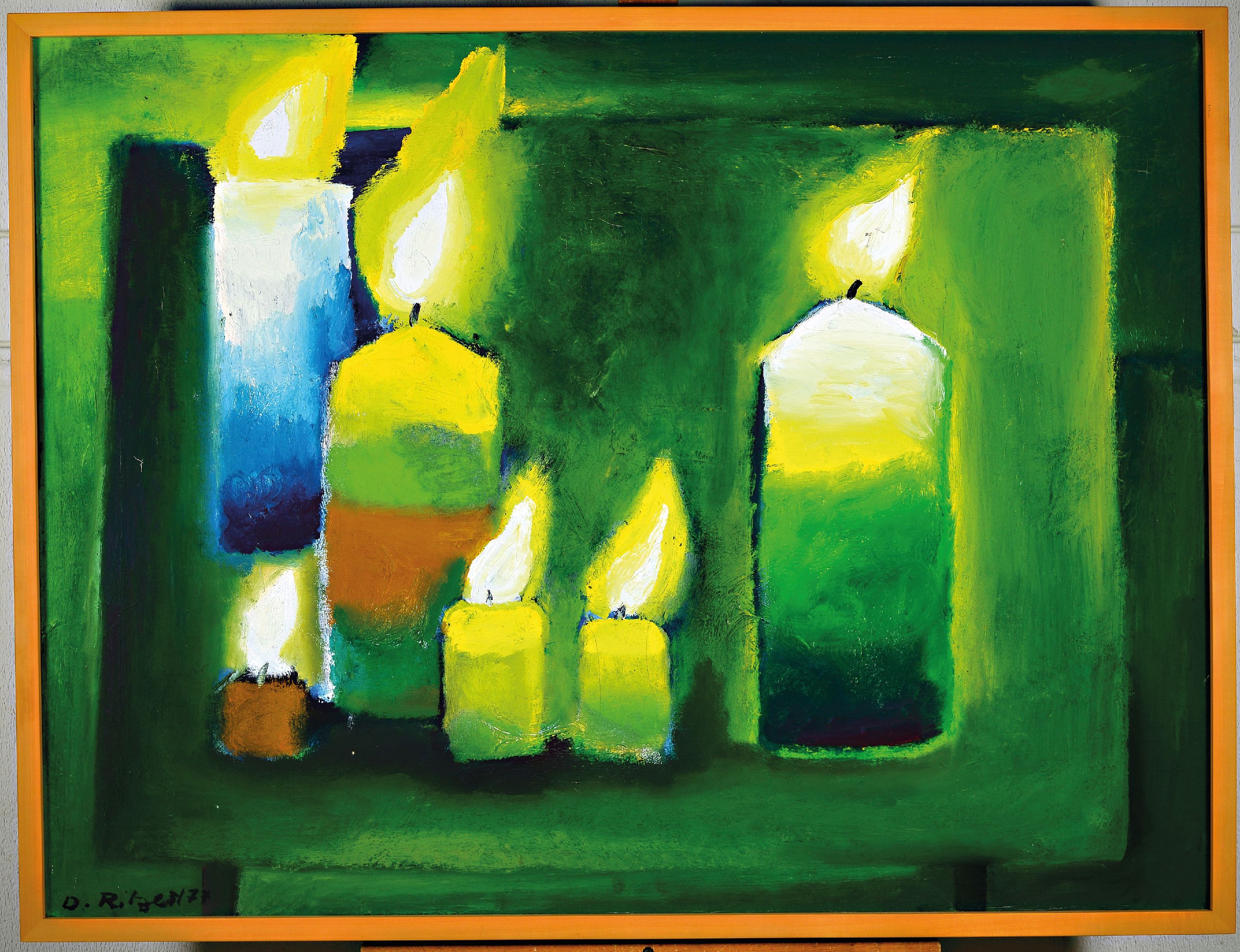 Detail k: Diether Ritzert, 1927-1987, "Grüne Kerzen" 1977, links unten signiert und datiert, Öl/Lwd, 75x100 cm, zwei Untermalungen von 1968 und ...