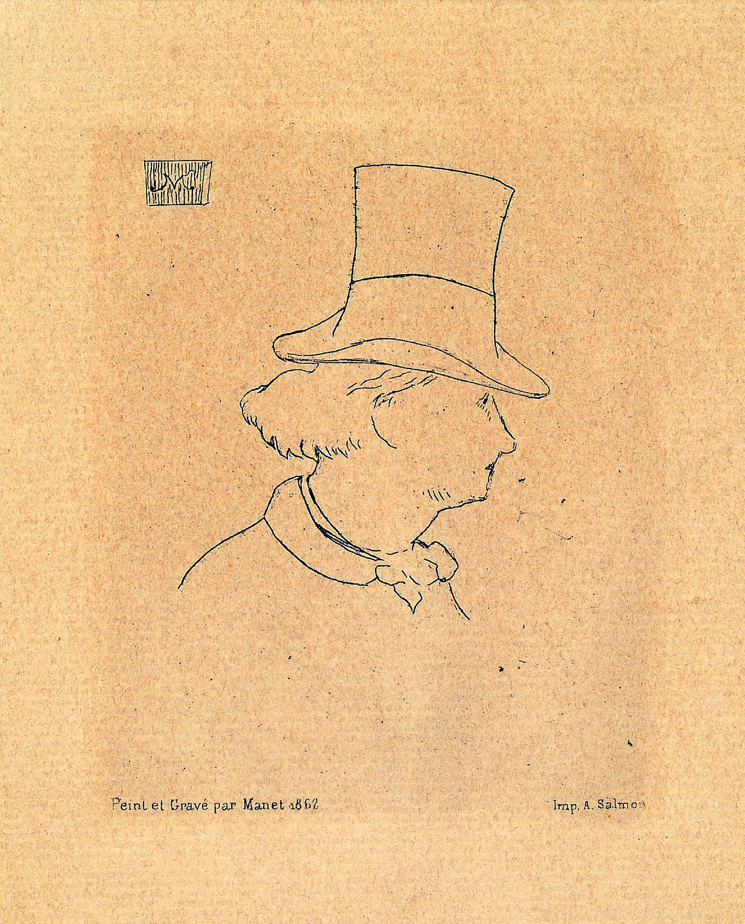 Image 26987911 - Edouard Manet, 1832-1883, Radierung auf Chinabütten, ´Baudelaire de profil en chapeau´ ...