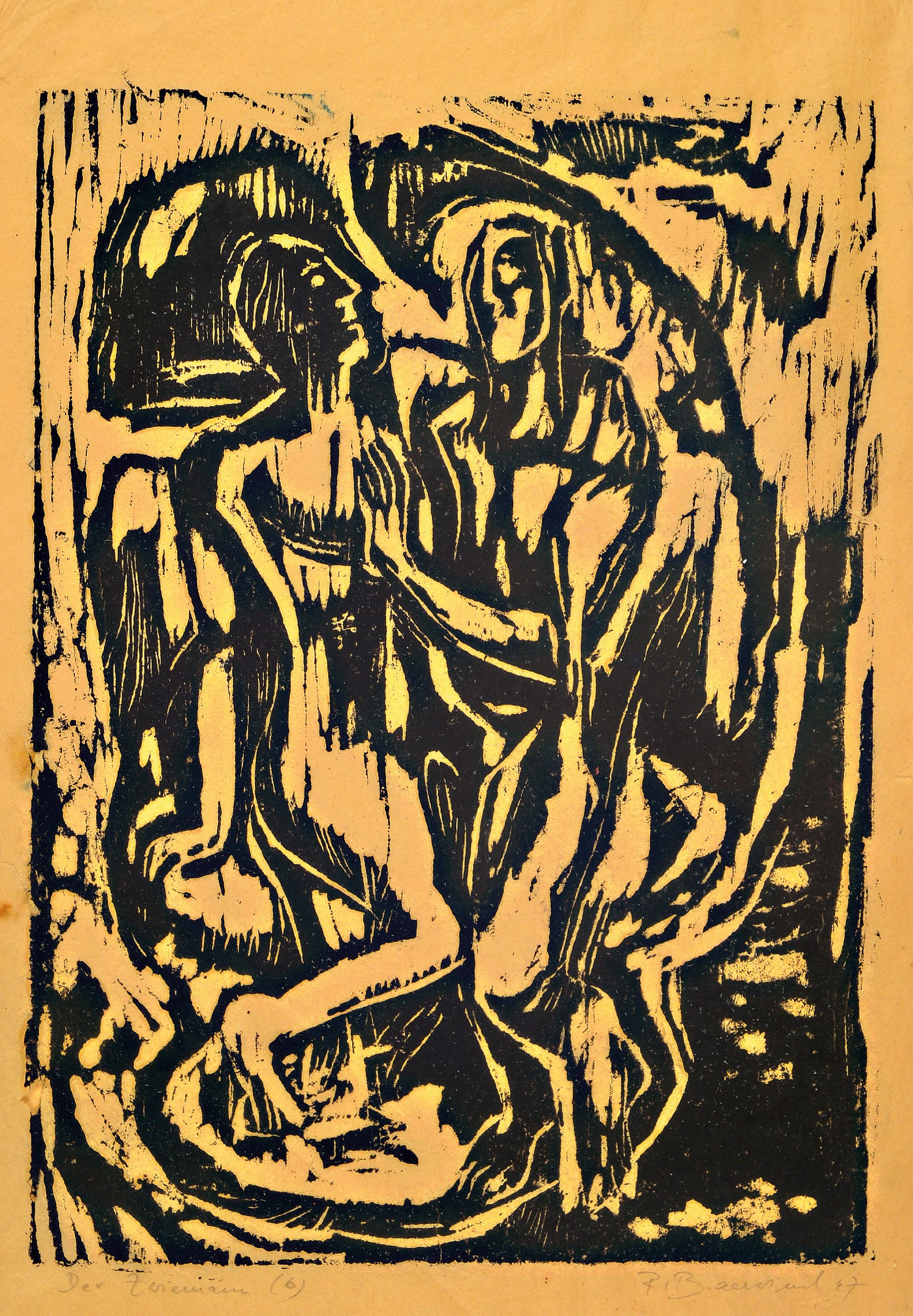 Image 26987975 - Rudi Bearwind, 1910-1982 Mannheim, Linolschnitt, ´Der Zwiemann´ 1947, Blatt 6, signiert ...