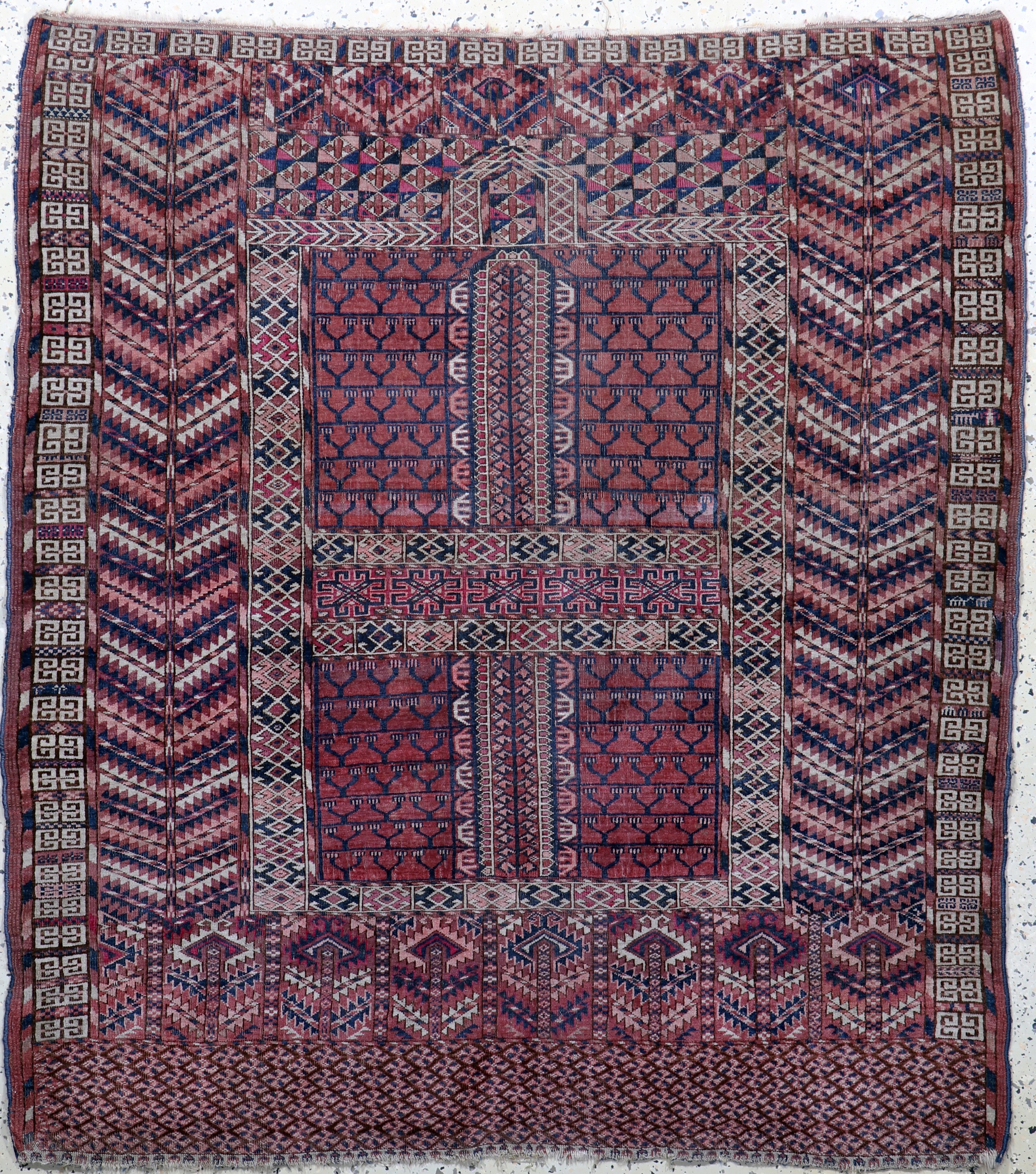 Ersari Engsi"Hatschlu", Turkmenistan, Anfang 19.Jhd., Wolle auf Wolle, ca. 147 x 133 cm, EHZ: 3