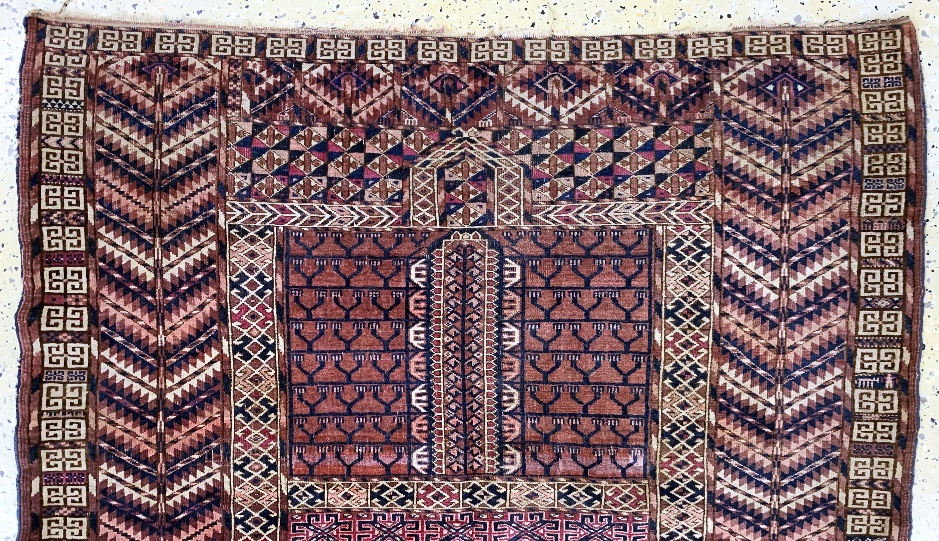 Detail a: Ersari Engsi"Hatschlu", Turkmenistan, Anfang 19.Jhd., Wolle auf Wolle, ca. 147 x 133 cm, EHZ: 3