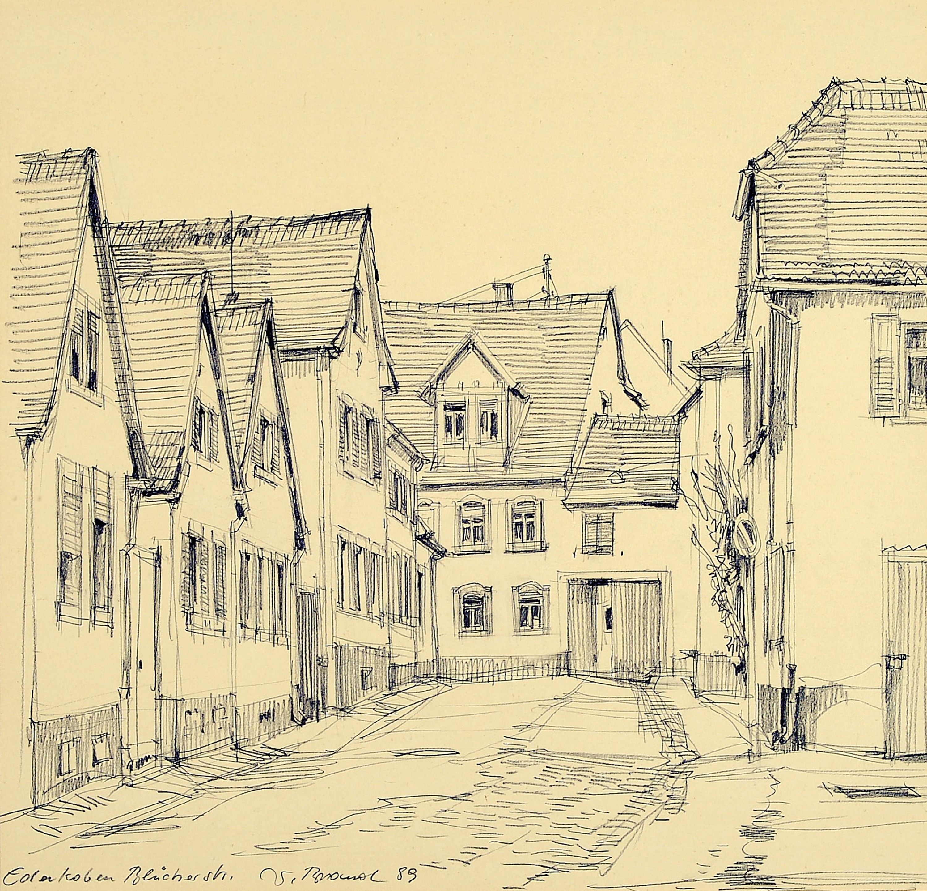 Image 26988023 - Werner Brand, 1933 Löbau-2021, Bleistiftzeichnung, ´Edenkoben Blücherstr.´ sobetitelt, ...