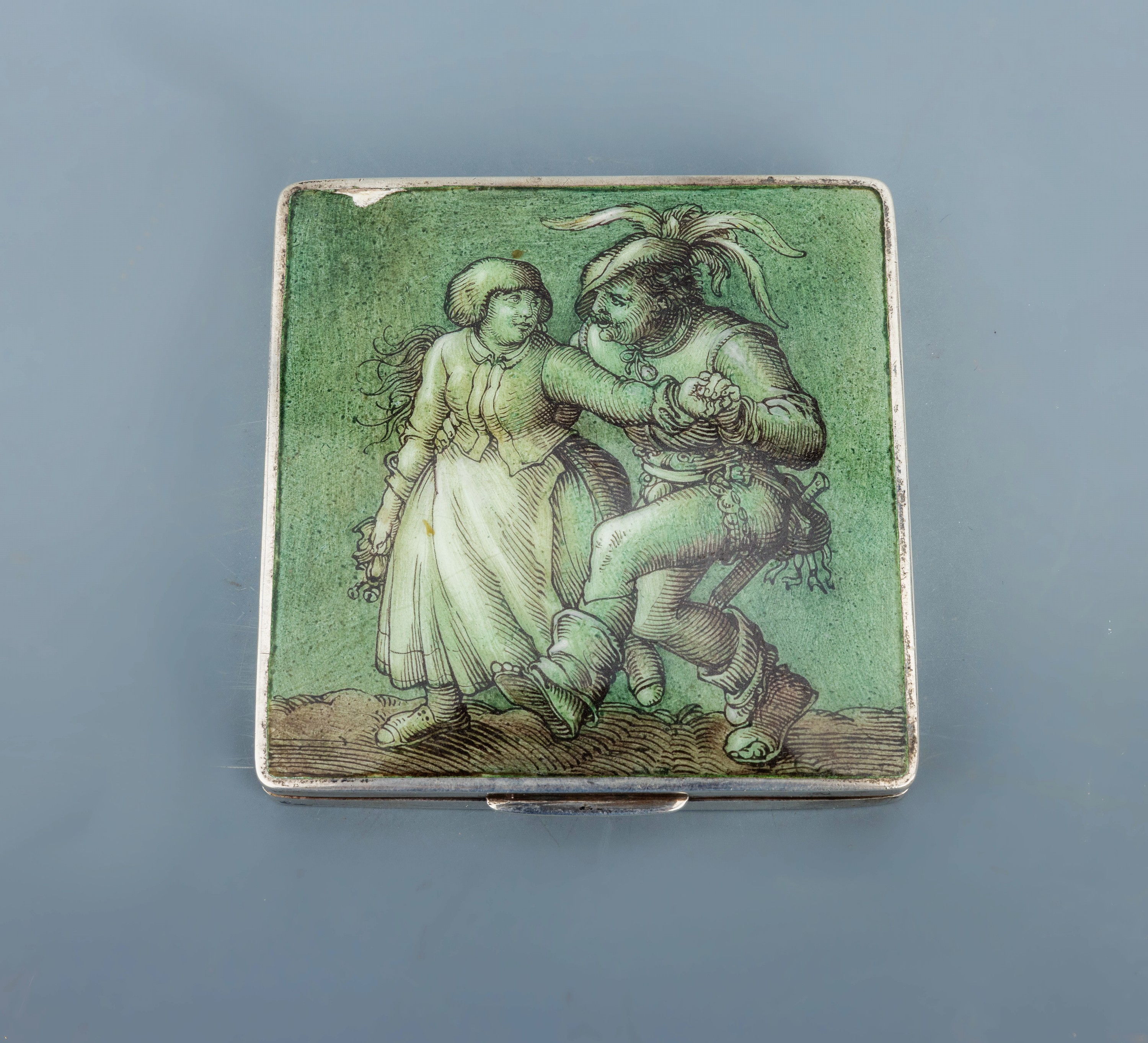 Image 26988132 - Zigarettenetui mit Emailmalerei, 900er Silber, innen vergoldet, deutsch, ...