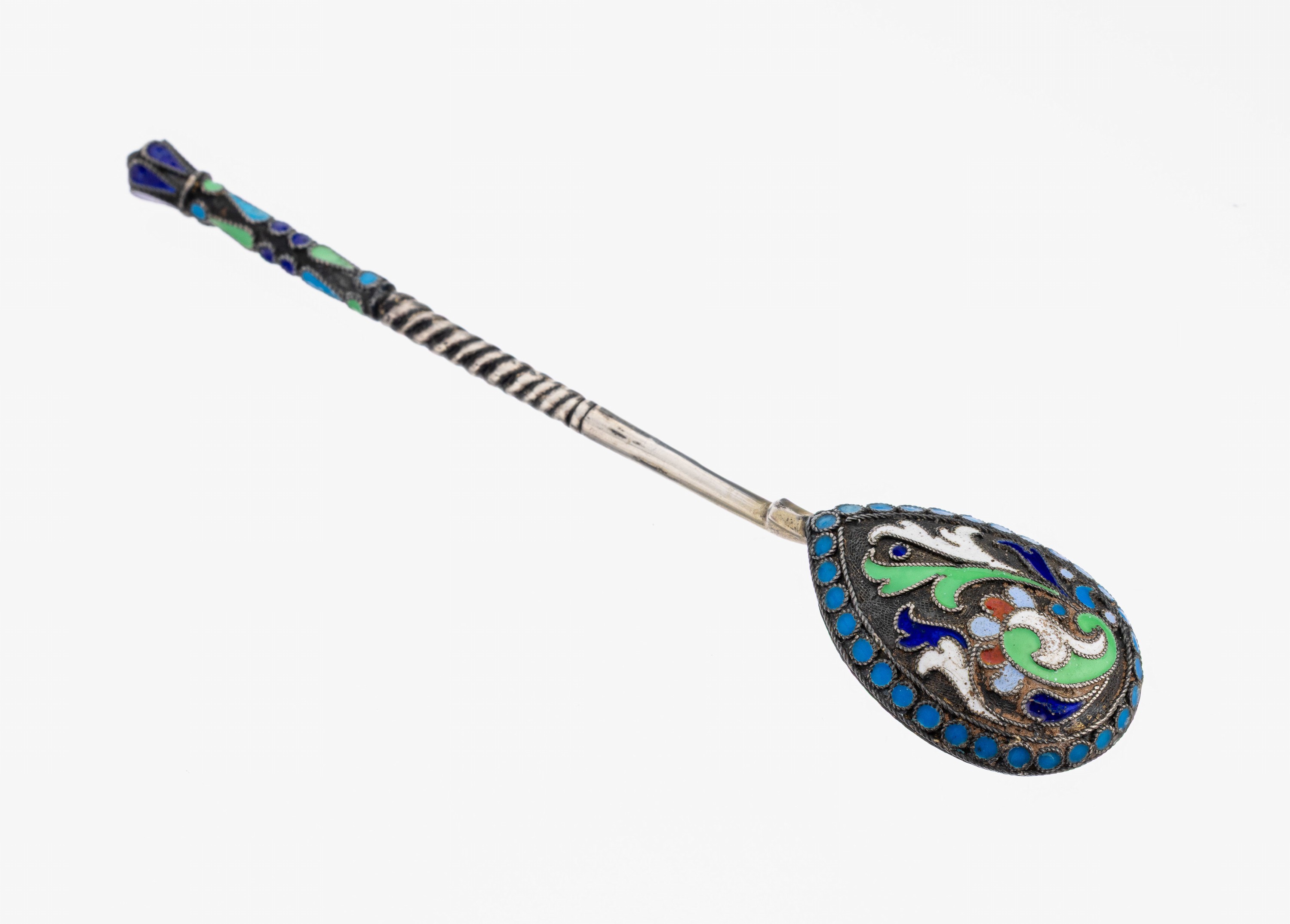 Image 26988215 - Löffel mit Cloisonne-Email, Russland, 1899- 1908, 84 Zolotniki, 875er Silber, ...