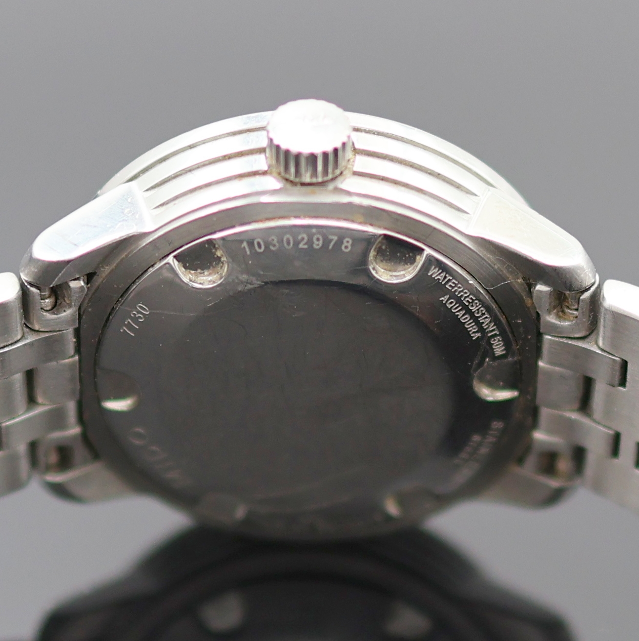 Detail d: MIDO Ocean Star Armbanduhr in Edelstahl Referenz 7730, Schweiz um 2010, Automatik, 2-teil. Geh. inkl. orig. Gliederband m. Faltschl., Boden verschr., ...