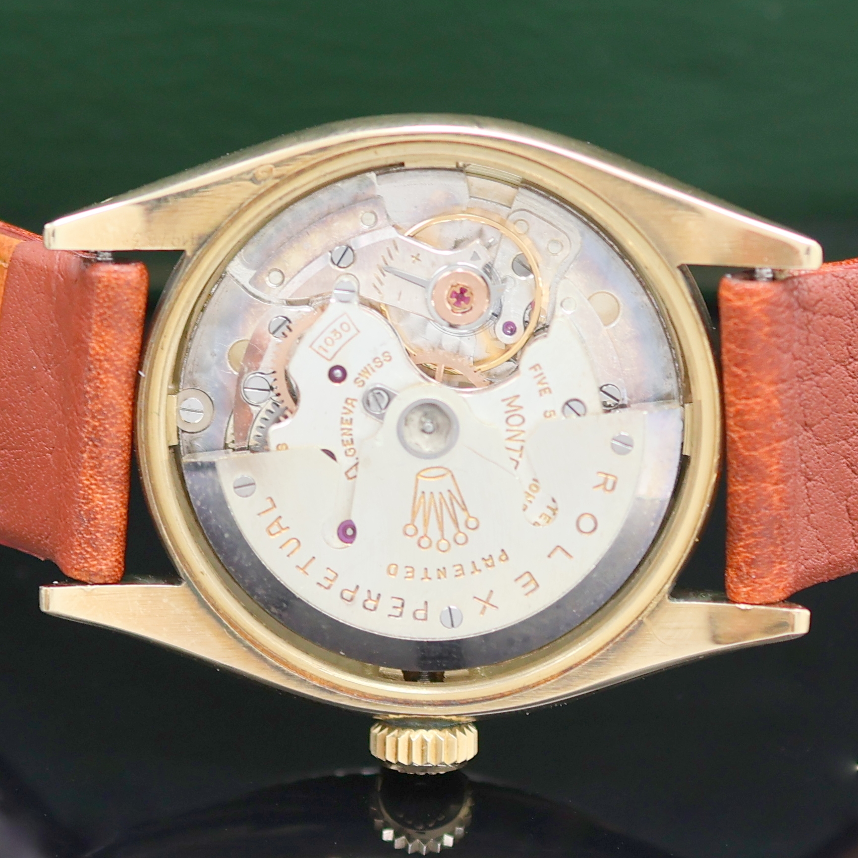 Detail f: ROLEX Oyster Perpetual Zephyr Armbandchronometer in GG 585/000 Referenz 6582, Schweiz um 1957, Automatik, 3-teil. Geh. inkl. Lederband m. orig. ...