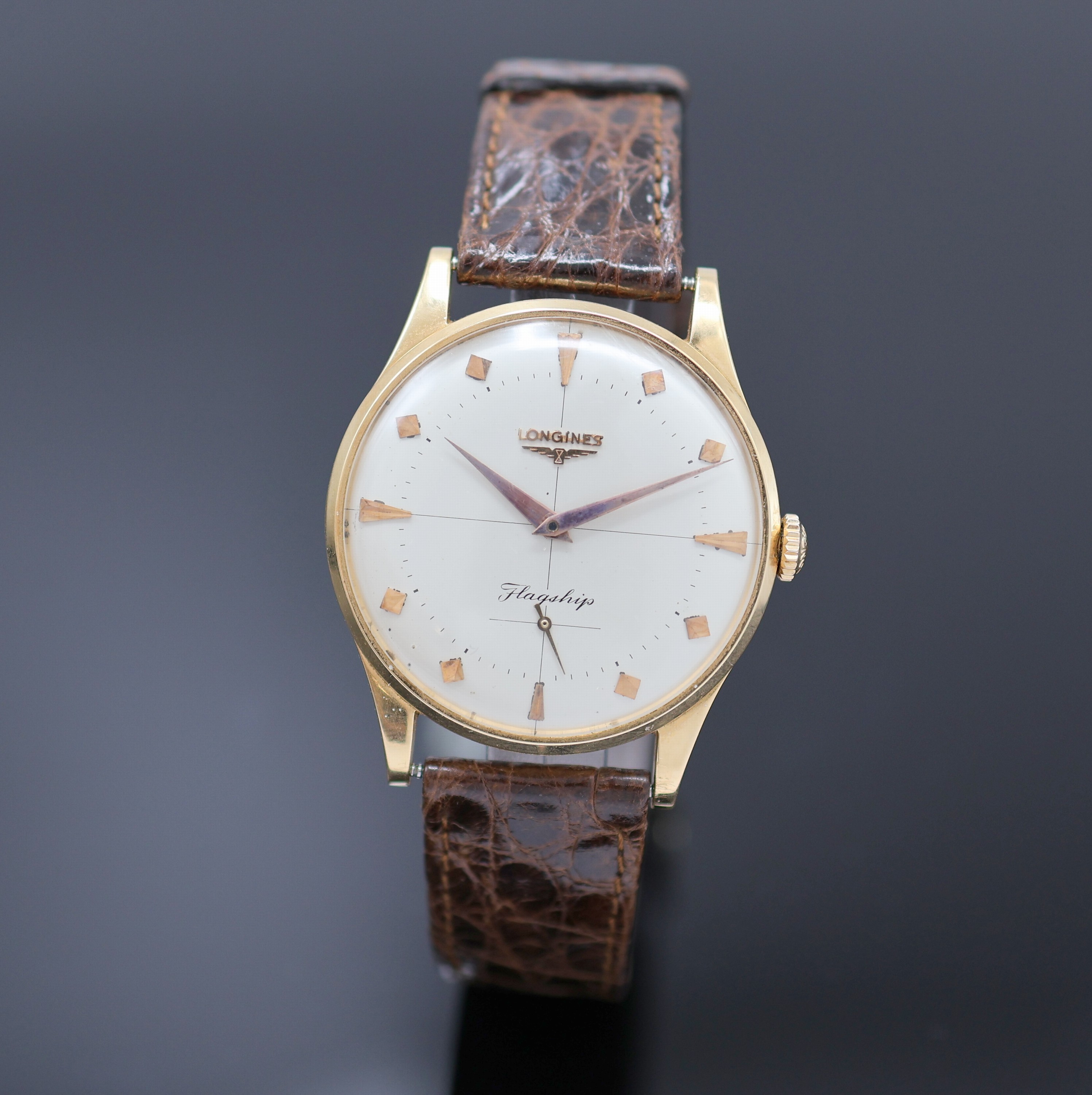 Image 26988317 - LONGINES Flagship Armbanduhr in RG 750/000 Referenz 6827, Schweiz um 1958, Handaufzug, ...