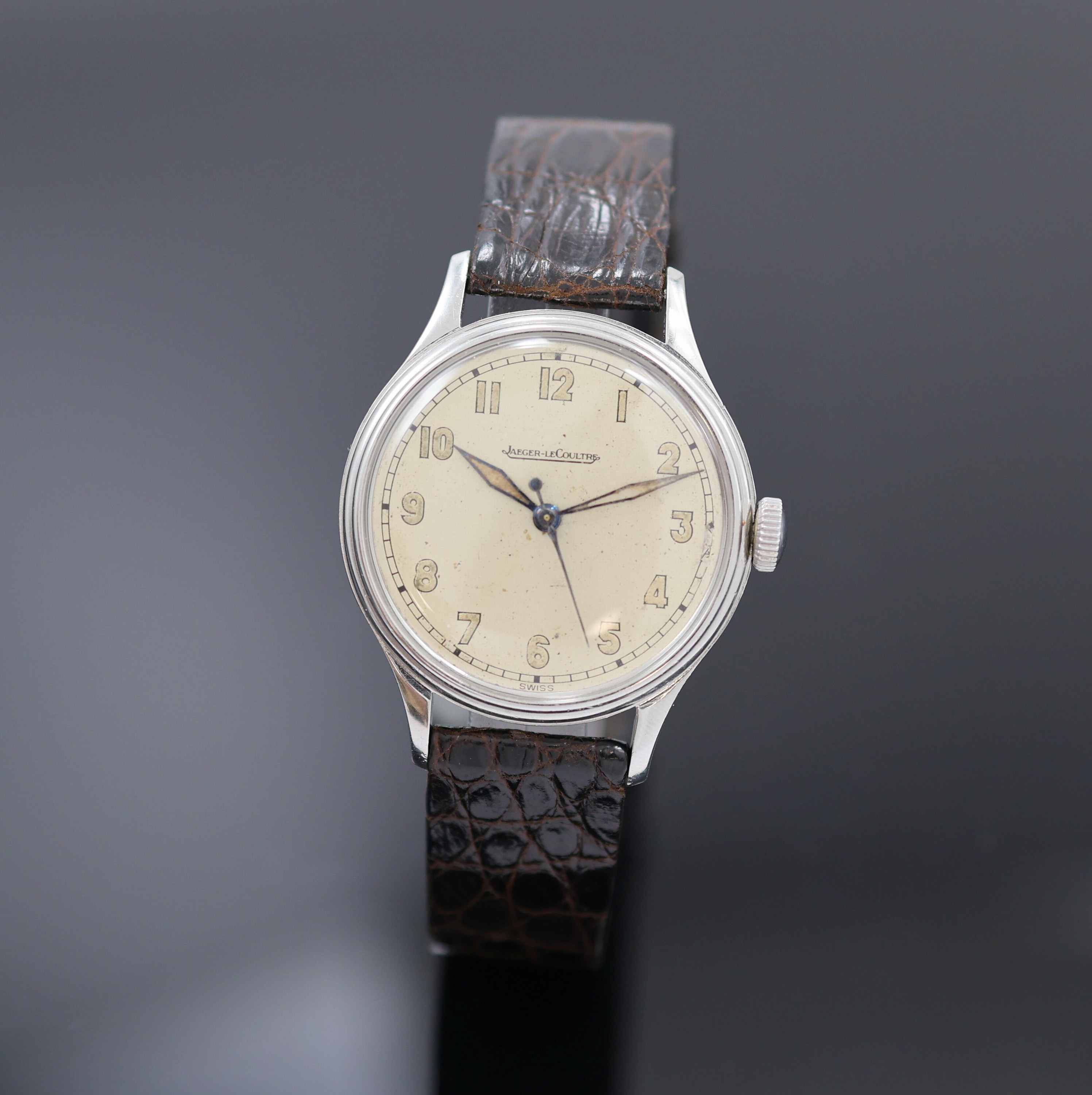 Image 26988319 - Jaeger-LeCoultre Armbanduhr in Stahl, Schweiz 1940er Jahre, Handaufzug, Boden aufgedr., ...