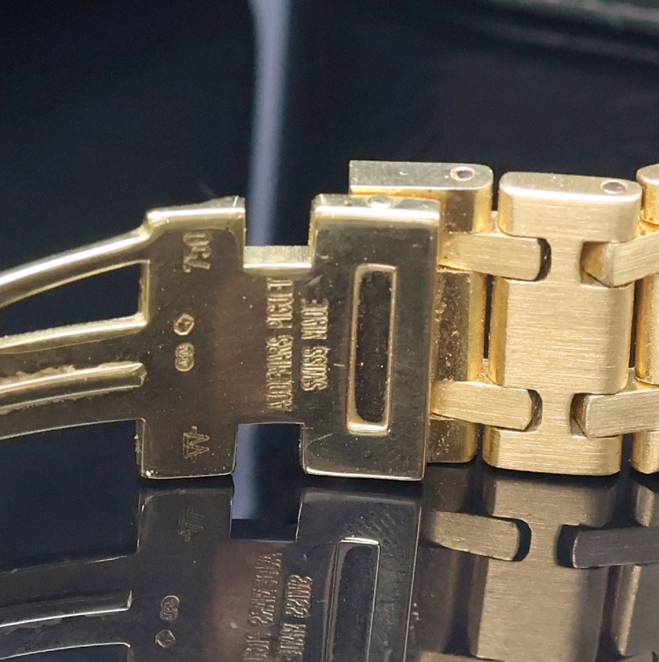 Detail d: AUDEMARS PIGUET Royal Oak selten gut erhaltene Armbanduhr in GG 750/000 Referenz 4100BA, Automatik, Schweiz um 1980, Design von Gerald Genta, inkl. ...