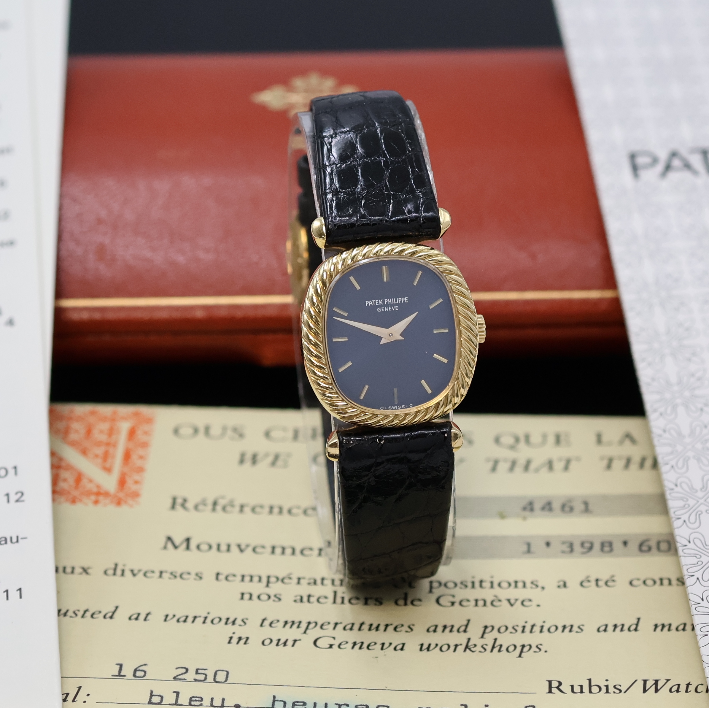 Detail b: PATEK PHILIPPE Ellipse d´Or seltene Damenarmbanduhr in GG 750/000 Referenz 4461, Handaufzug, Schweiz um 1975, 2-teil. Geh. inkl. orig. Lederband m. ...