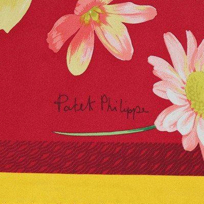 26988307b - PATEK PHILIPPE feines Seidencarree mit original Box, mehrfarbig, florale Darstellung, Im ...