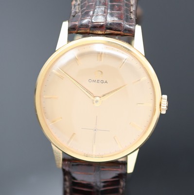 26988314a - OMEGA Armbanduhr in RG 750/000 Referenz 14715 61, Schweiz um 1963, Handaufzug, 3-teil. ...
