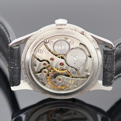26988326c - IWC Schaffhausen Armbanduhr in Stahl, Schweiz um 1952, Handaufzug, 3-teil. Geh., Boden ...