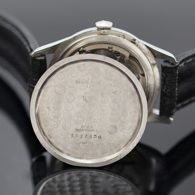 26988326d - IWC Schaffhausen Armbanduhr in Stahl, Schweiz um 1952, Handaufzug, 3-teil. Geh., Boden ...