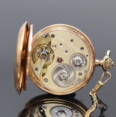 26988398f - SYSTEME GLASHÜTTE Herrensavonette in RG 585/000 an GG 333/000 Kette, Schweiz um 1910, ...