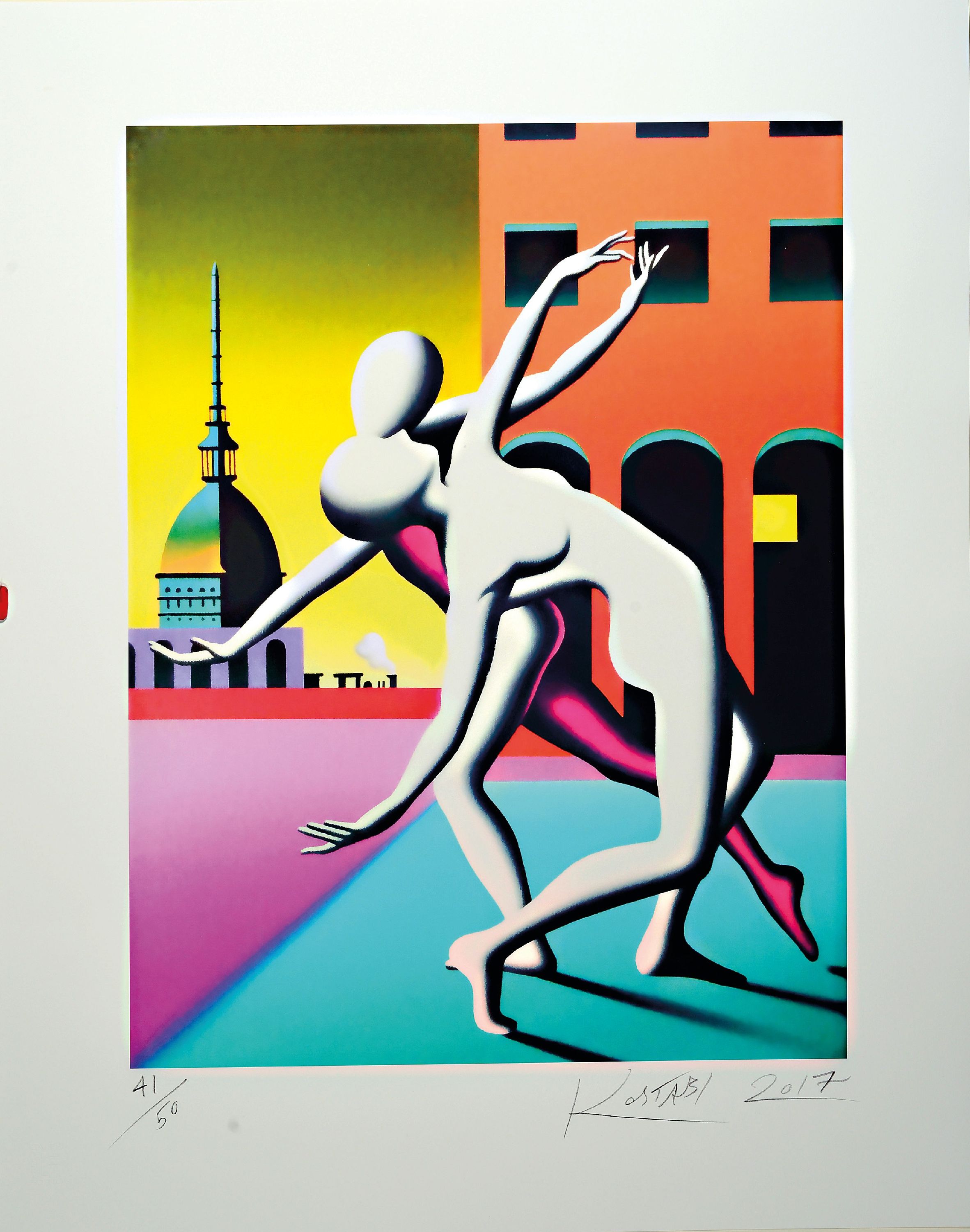 Image 26988513 - Mark Kostabi, geb. 1960, tanzendes Paar, Farbsiebdruck von 2017, handsign. und dat., ...