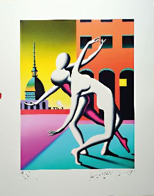 26988513k - Mark Kostabi, geb. 1960, tanzendes Paar, Farbsiebdruck von 2017, handsign. und dat., ...